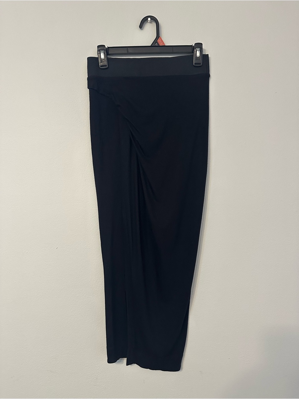 Helmut Lang Black Maxi Skirt with Draped Front